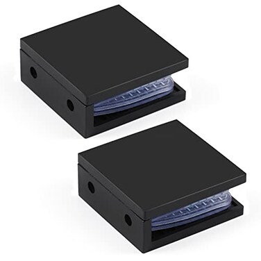 Ranbo Modern Black 0 Glass to Wall Shelf Clips 2 Pack Stainless Steel 4mm Thick 516 12 812 mm Glass Thickness 2 PC