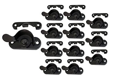 QCAA Steel Window Sash Lock CTC 2 Matte Black 12 Pack Made in Taiwan