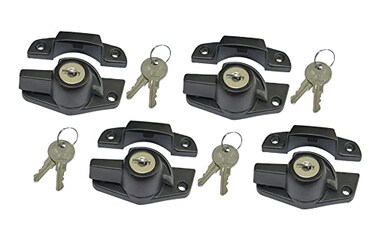 QCAA Heavy Duty Keyed Sash Lock ChildProof Security Only Unlock with Key CTC 177 Matte Black 4 Pack Made in Taiwan