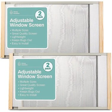 Home Intuition 2Pack Adjustable Horizontal Window Screen 2137 inches Wide 7 Inch High Bug and Mosquito Netting Replacement WindowScreen for Kitchen Windows RV Camper Dorm Ventilation