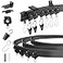 KOLAKO Ceiling Curtain Track Flexible Bendable Curtain Rails Ceiling Wall Mount 12Ft Curved Sliding Curtain Track System Room Divider Black Ceiling Track Set for Shower Rv