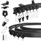 KOLAKO Ceiling Curtain Track Flexible Bendable Curtain Rails Ceiling Wall Mount 12Ft Curved Sliding Curtain Track System Room Divider Black Ceiling Track Set for Shower Rv