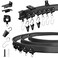KOLAKO Ceiling Curtain Track Flexible Bendable Curtain Rails Ceiling Wall Mount 12Ft Curved Sliding Curtain Track System Room Divider Black Ceiling Track Set for Shower Rv