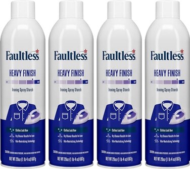 Faultless Laundry Starch Spray Heavy Spray Starch 20 oz Cans for a Smooth Iron Glide on Clothes Fabric Even Spray Easy Iron Glide No Reside Pack of 4