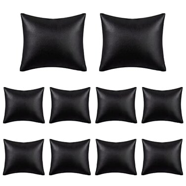 AUEAR 10 Pack Black PU Leather Watch Pillows Jewelry Display Pillow Bracelet Bangle Cushion Organizer for Gift Box
