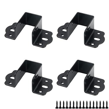 Coshar 4Pcs Heavy Duty Bed Rail Fittings Black Bed Frame Brackets Adapter UShape Bed Supporters Hardware for Bunk Bed Headboard 362x19LW