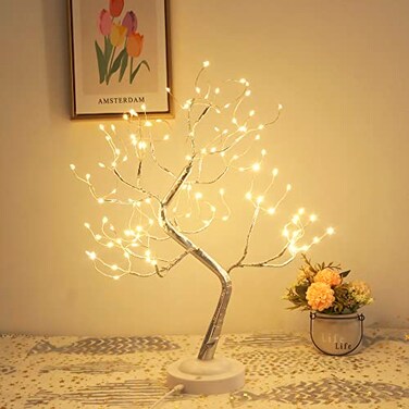 JOINTWIN Fairy Light Tree 108 Led Twinkle Tree Fairy Light Spirit Tree Lamp BatteryUSB Operated 6 Hours Timer Function with 8 Lighting Mode Silver Adjustable Branches Home DecorationWarm White