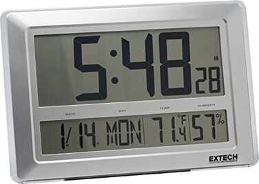 Extech CTH10A RadioControlled Wall Clock HygroThermometer with Calendar