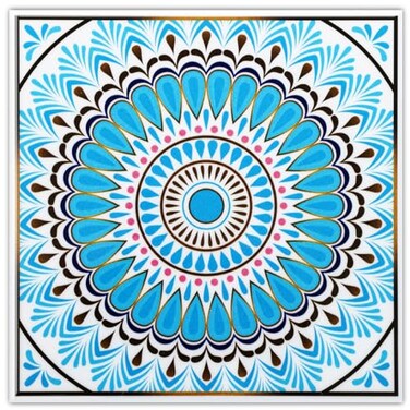 DICOFUN 32 Moroccan Tile Peel and Stick Backsplash 6 x 6 Waterproof Mandala Stick on Wall Tiles Style 9