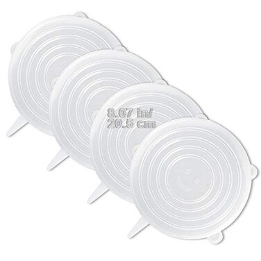 LELE LIFE 4 Pack Same Size Silicone Stretch Lids Thicker Reusable Sturdy Silicone Container Cover Expandable Food Storage Covers Dishwasher and Freezer Safe 807in205cm