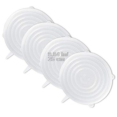 LELE LIFE 4 Pack Same Size Silicone Stretch Lids Thicker Reusable Sturdy Silicone Container Cover Expandable Food Storage Covers Dishwasher and Freezer Safe 984in25cm