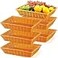 Tioncy 6 Pack Poly Wicker Baskets 16 Inch Imitation Rattan Woven Bread Baskets Rectangle Stackable Basket for Kitchen Restaurant Tabletop Display Outdoor Picnic Food Fruit Vegetables Bread Serving