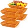 Tioncy 6 Pack Poly Wicker Baskets 16 Inch Imitation Rattan Woven Bread Baskets Rectangle Stackable Basket for Kitchen Restaurant Tabletop Display Outdoor Picnic Food Fruit Vegetables Bread Serving