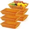 Tioncy 6 Pack Poly Wicker Baskets 16 Inch Imitation Rattan Woven Bread Baskets Rectangle Stackable Basket for Kitchen Restaurant Tabletop Display Outdoor Picnic Food Fruit Vegetables Bread Serving