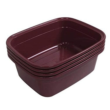 Ggbin 14 Quart Plastic Dish Pan Wine Red 4 Packs
