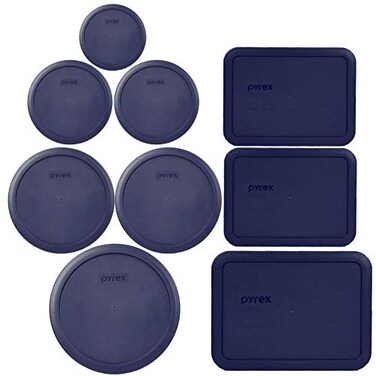 Pyrex Bundle 9 Items 1 7402PC 2 7201PC 2 7200PC 1 7202PC 2 7210PC 1 7211PC Blue Lids Made in the USA