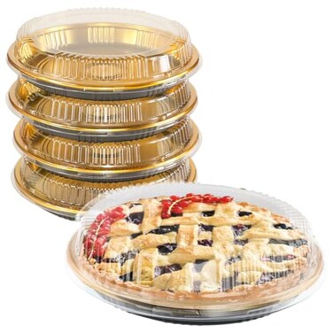 Tamnjvrr 5 Pcs Disposable Pie Carrier with Clear Lid Round Cake Cupcake Container for Pies Cake Slice Candy Pizza Salads Meal Prep 11 Inch