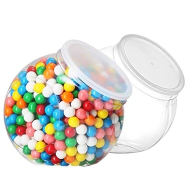 DilaBee 2Pack Plastic Candy Jar 96oz Large Candy Jars with Lids for Candy Buffet Kitchen Office Desk Plastic Jars with Lids for Candy Cookies Snacks Clear Jar with Labels BPAFree