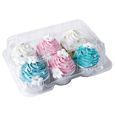 ONE MORE Clear Cupcake Boxes 6 Cavity Holder Large 6 Compartment Muffin Containers Plastic Cupcake Carrier with Deep Dome 4 High Safe Ecofriendly Material Pack of 15