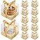Anglecai 12 Pack Clear Plastic Cupcake Boxes 35 Inch Gold Single Cupcake Containers Disposable Individual Cup Cake Carrier Holder Boxes with Inserts and Ribbon Gold