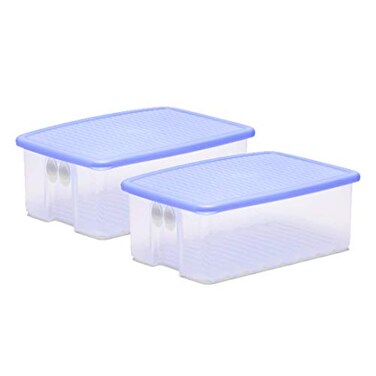 Tupperware Plastic Fruits And Vegetables Storer 16 Litre 2 Pieces Blue