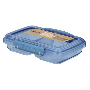 Sistema Ocean Bound Plastic Small Split Container 350mL Food Storage Container BPAFree Made Using Recycled Plastic Teal OR Blue Colour Not Selectable 1 Count