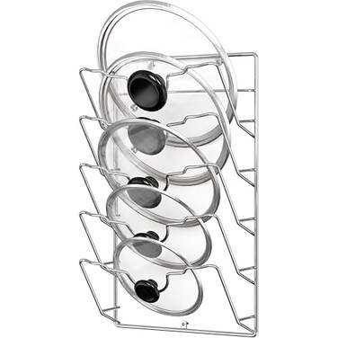 Simple Houseware Wall Door Mounted Pot Lid Rack Chrome Finish