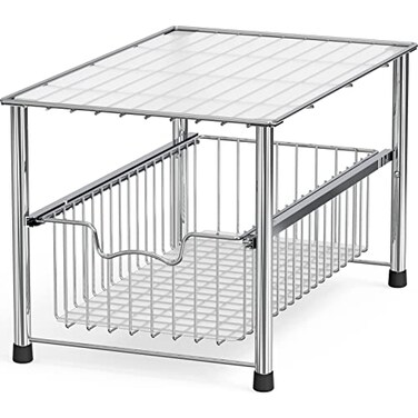 Simple Houseware Chrome Metal Stackable Storage Rack 1675 in L x 108 in W x 1025 in H
