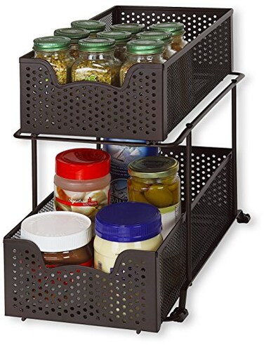 Simple Houseware 2 Tier Sliding Cabinet Basket Organizer Drawer Bronze