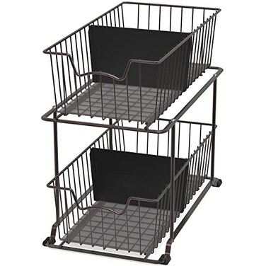 Simple Houseware SimpleHouseware 2 Tier Cabinet Wire Basket Drawer Organizer Brown