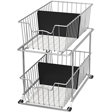 Simple Houseware 2 Tier Cabinet Wire Basket Drawer Organizer Grey