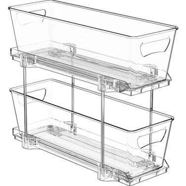 Simple Houseware 2Tier Narrow Basket Drawer Cabinet PullOut Organizer Clear