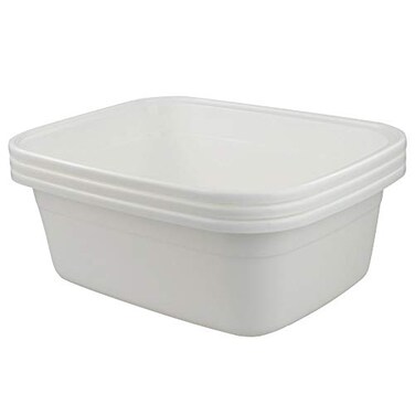 Teyyvn 18 Quart Large Plastic Dish PanWashbasin Pack of 3 White