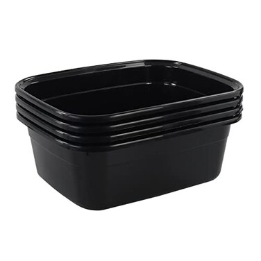 Morcte 12 Quart Rectangle Plastic Wash Pan Dishpan Basin Set of 4
