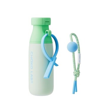 CHAKO LAB Insulated Stainless Steel Water Bottle with Two Strap BPAFree Leak Proof 17oz Bottle with Spout Lid Straw Mint Milk