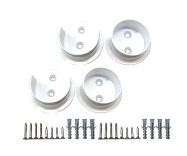 QCAA Solid Brass Extra Heavy Closet Pole Socket Set 112 inch with Stainless Screws White 2 Pairs Made in Taiwan