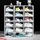 BSFHH 12 Pack Shoe Boxes Clear Acrylic Stackable Plastic Sneaker Box Container Magnetic Drop Side Open Shoe Organizer Case Container With Lids Fits Up to Size 14 Crystal Clear