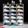 BSFHH 12 Pack Shoe Boxes Clear Acrylic Stackable Plastic Sneaker Box Container Magnetic Drop Side Open Shoe Organizer Case Container With Lids Fits Up to Size 14 Crystal Clear
