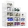 Seseno 12 Pack Shoe Storage Bins Clear Plastic Stackable Shoe Organizer for Closet Space Saving Foldable Shoe Rack Shoe Box Sneaker Holder Container
