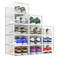 Seseno 12 Pack Shoe Storage Bins Clear Plastic Stackable Shoe Organizer for Closet Space Saving Foldable Shoe Rack Shoe Box Sneaker Holder Container