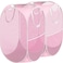 Simple Houseware Mesh PopUp Laundry Hamper Basket With Side Pocket Pink 2 Pack
