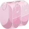 Simple Houseware Mesh PopUp Laundry Hamper Basket With Side Pocket Pink 2 Pack