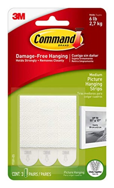 Command Picture Hanging Strips Medium White 3Pairs 17201ES