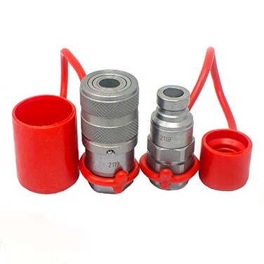 Summit Hydraulics 14 NPT Flat Face Hydraulic Quick Connect Coupler Set wDust Caps