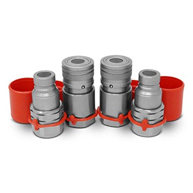 Summit Hydraulics 12 Skid Steer Flat Face Hydraulic Quick Connect CouplersCouplings Set wDust Caps 2 Sets