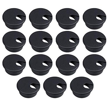 Petutu 15 Pack 15 Inch Desk Cable Hole Cover Grommet Plastic Wire Cord Black