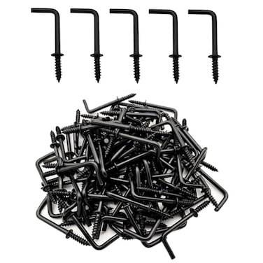 IDEALSV Black 1 Inch 1 Shape Screw Hooks L Shape Hook 7 Shape Right Angle Medal Hooks 40 Pack