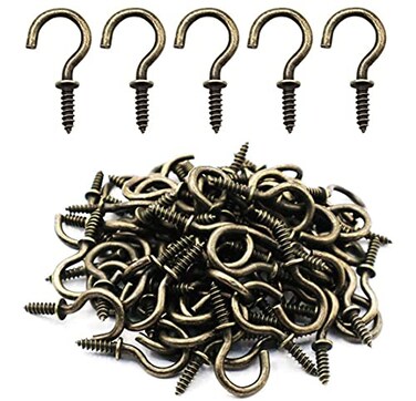 IDEALSV Small Screw Hooks 58 Inch 160 Pcs Metal Screw Ceiling Hooks Christmas Lights Hooks Jewelry Hooks Cup Hooks for Hanging Bronze