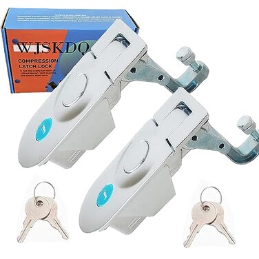 WJSKDQ 2Pcs Compression Latches Flush Sealed Lever Latch Zinc Alloy Adjustable Compression Latches Lock Large Lever Hand Operated Silver