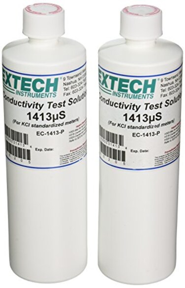 Extech EC1413P 1413 S Conductivity Standard Solution Two Bottles PreMixed Calibration Fluid for Conductivity Meters and TDS Meters Laboratory Quality Accuracy